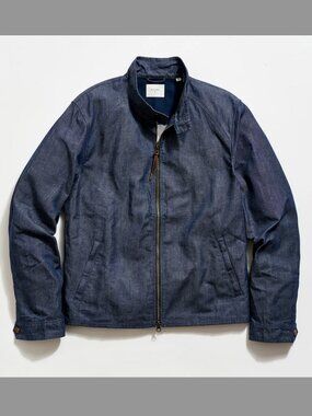 Billy Reid Waxed Indigo Denim Harrington Jacket (Large, NEW) [$598+ retail!]